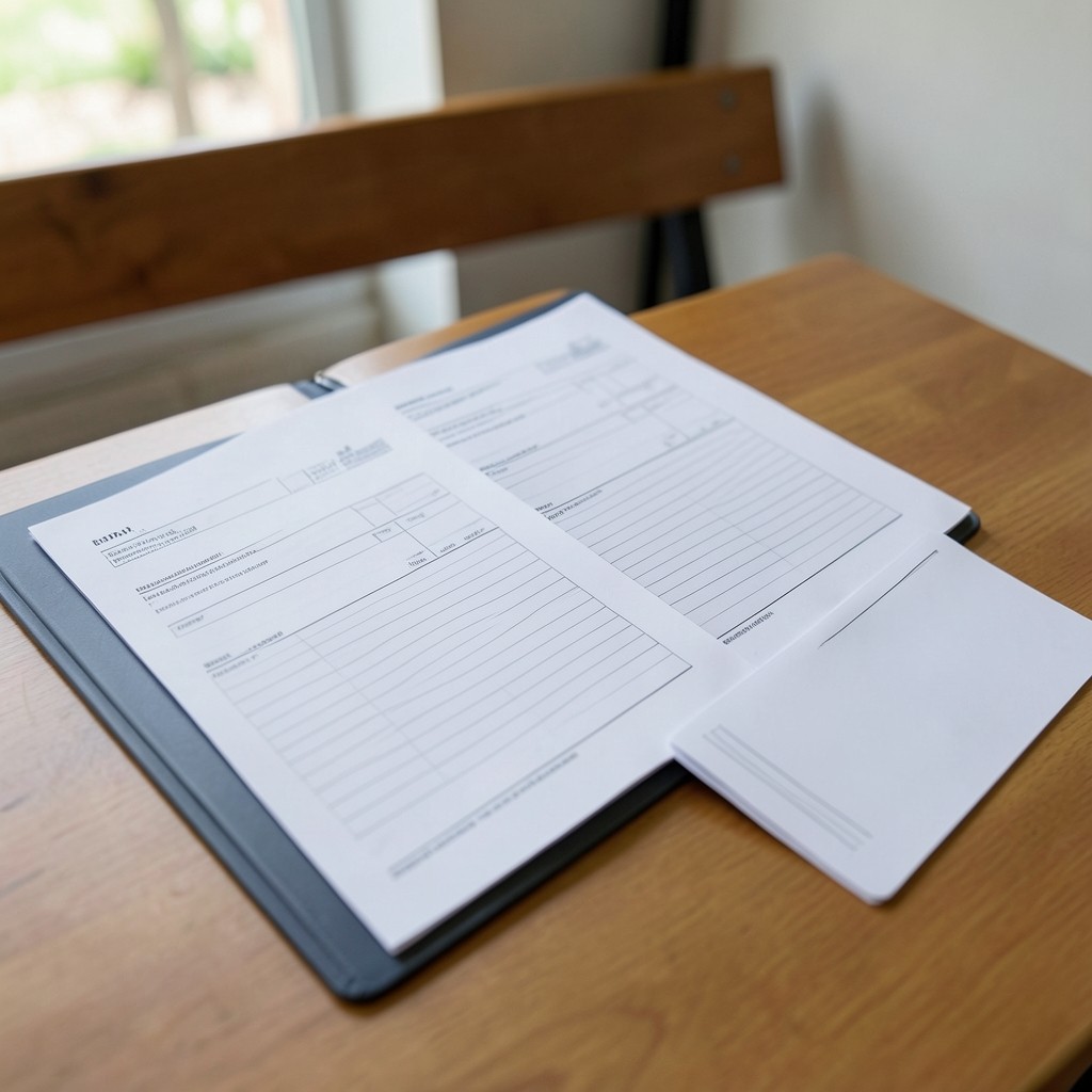 Carpeta con documentos preparados para una cita administrativa